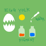 卵と水と顔料のイラスト