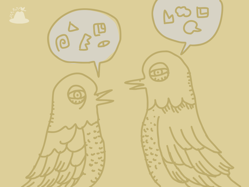 会話する鳥のイラスト